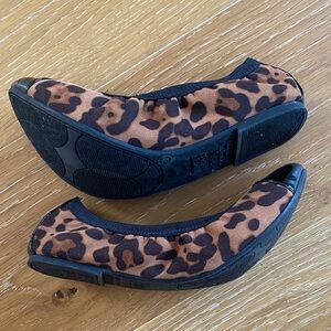 Time and Tru Brown Leopard Flats with Black Patent Toe